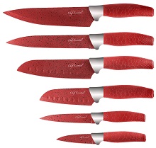 Chef Essential 6 Piece Red Knife Set with Matching Red Sheaths