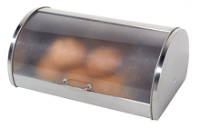 Nice Oggi Stainless Steel Roll top bread box for Homemade Bread fresh from the oven.