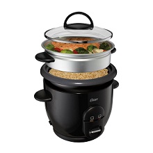 Oster DiamondForce Nonstick 6-Cup Electric Rice Cooker, Black.